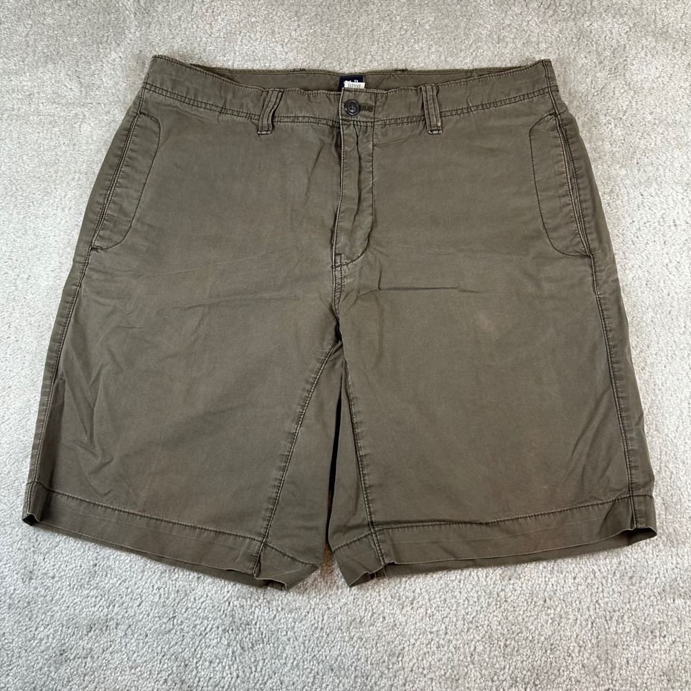 Vintage Y2K Gap Cargo Shorts Mens 35 Brown Olive Cotton Twill Flat Front Utility